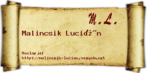 Malincsik Lucián névjegykártya